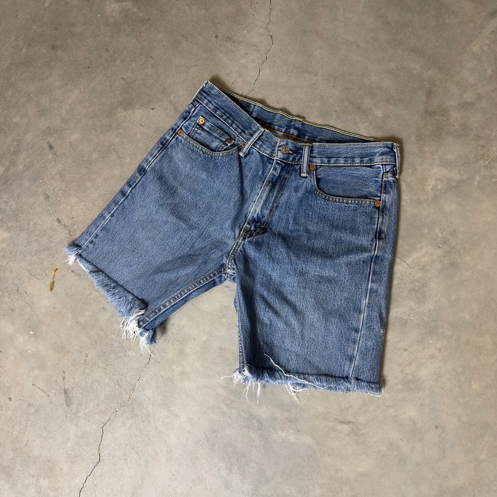 Levi's 505 Cutoff Denim Shorts‎ Mens 31 Blue Baggy Streetwear Casual Summer